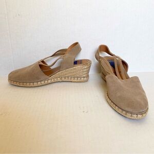 VERBENAS Maika Suede Wedge Sandals Espadrille Womens 8 Tan Spain Natural Coastal
